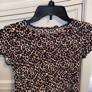 Ridged cheetah cropped top